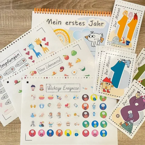 Kalender für das erste Lebensjahr mit Karten für Fotoshootings